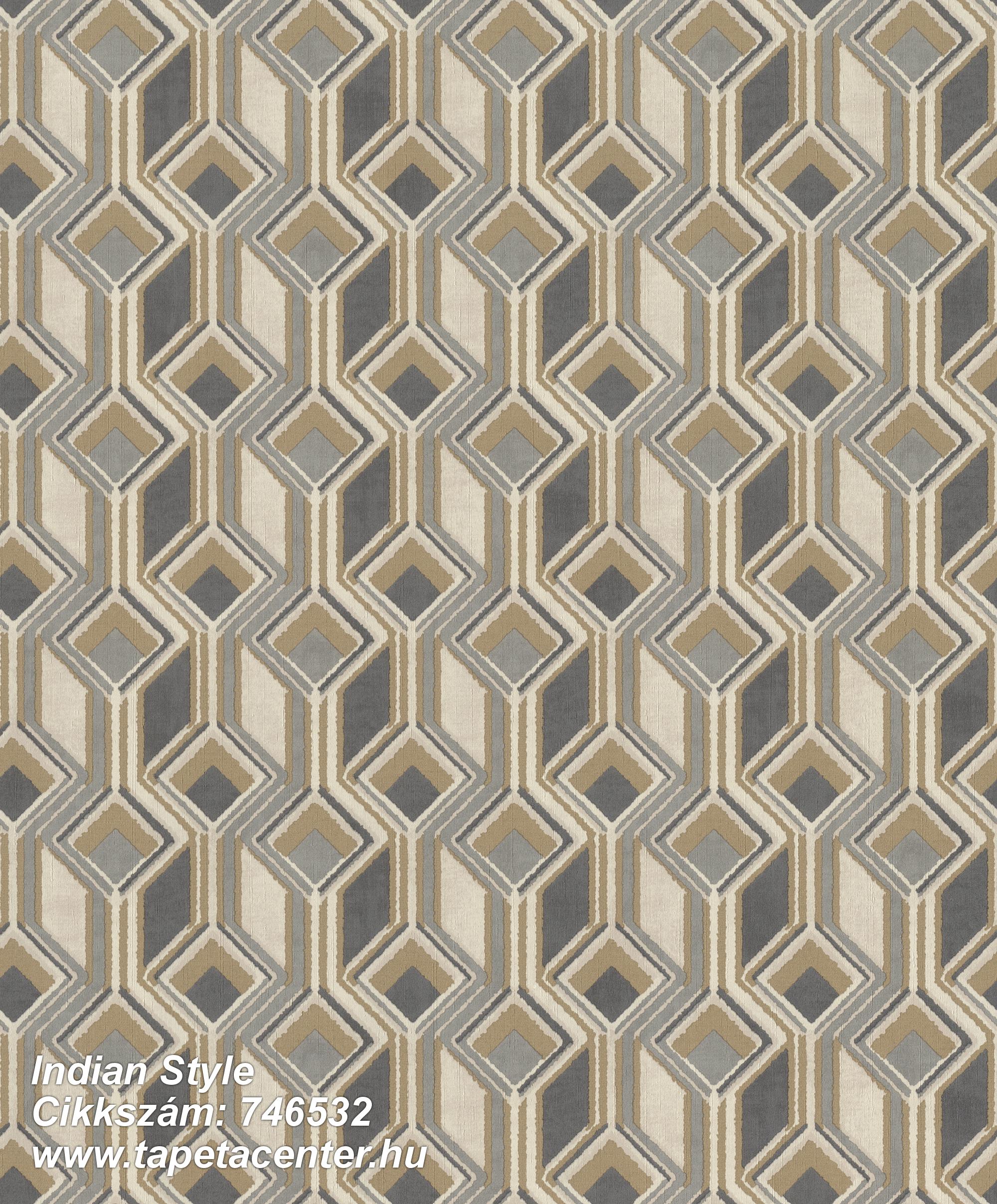 3d hatású,geometriai mintás,textil hatású,barna,bézs-drapp,fekete,lemosható,vlies tapéta 
